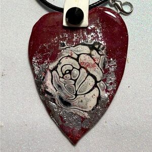 Heart-Shaped Red and rose Pendant